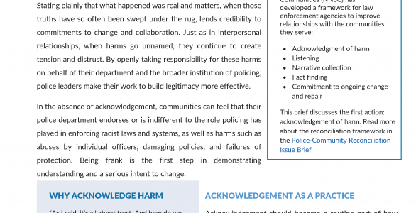 Acknowledgement of Harm: Reconciliation Practice Brief